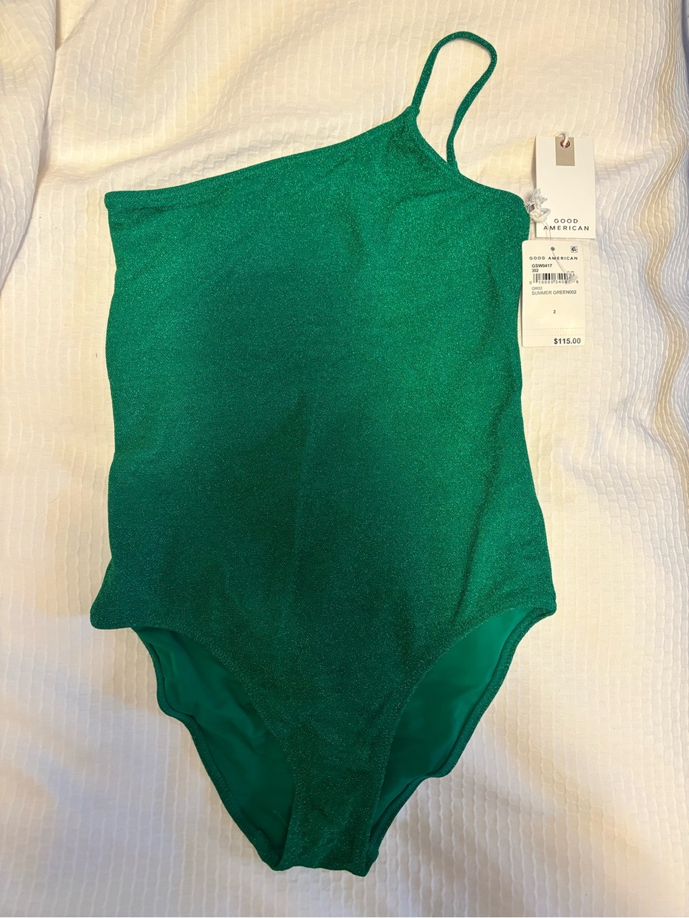 Good American Emerald Green One-Shoulder Swimsuit